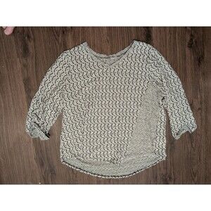 habitat clothes to live in blouse Shirt womens Plus Size 1x Black White Texture